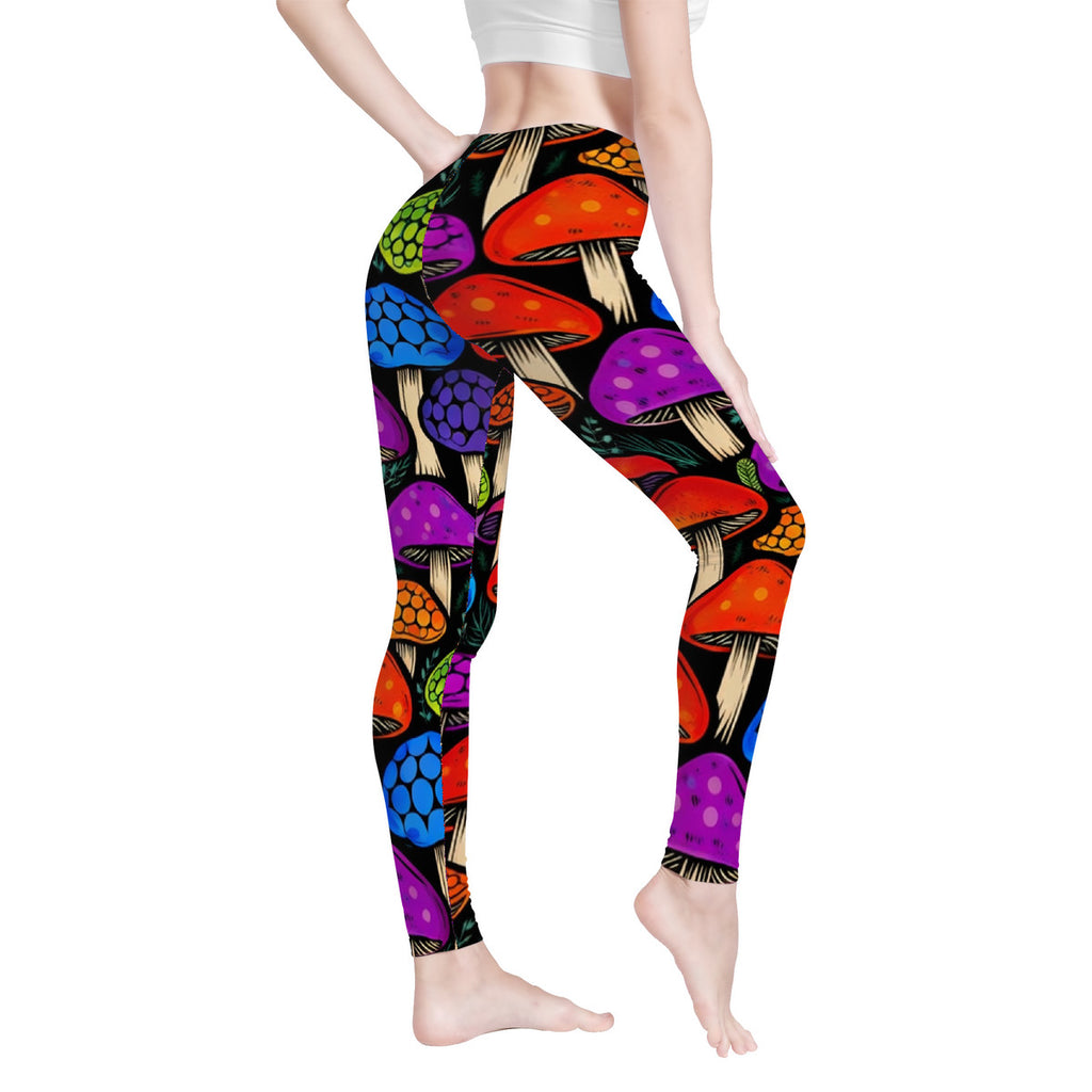 Bright Custom Mushroom Design All-Over Print Yoga Leggings