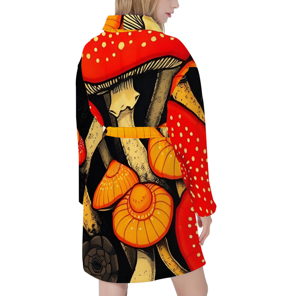 Orange Custom Mushroom Print Bath Robes
