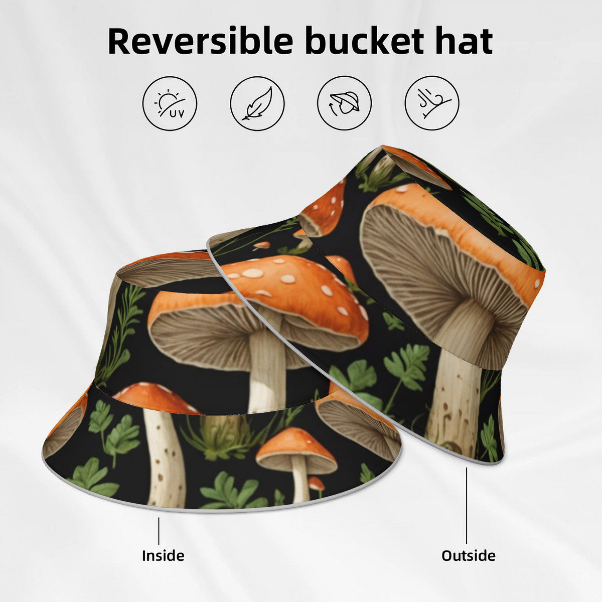 Mushrooms of the Garden Reflective Bucket Hat