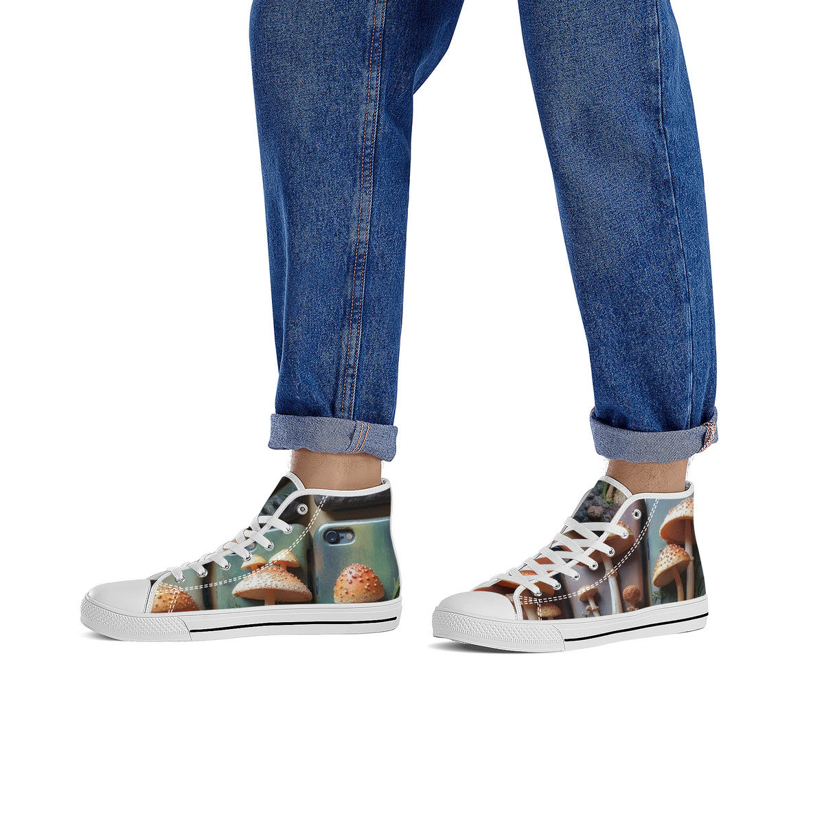Picture Perfect Orange with Yellow Spots Mushroom Custom Print High-Tops Canvas Shoes