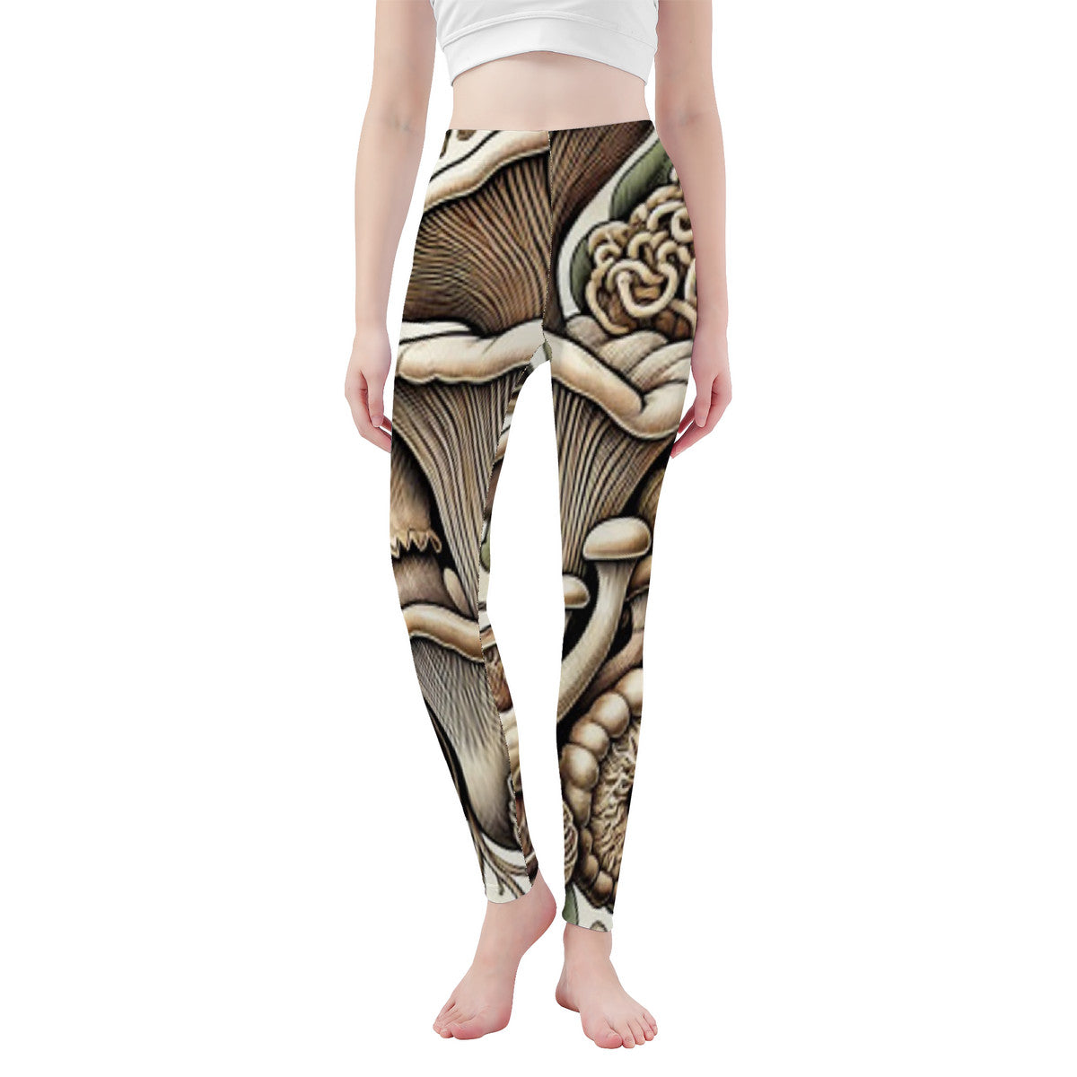 Custom Mushroom Design All-Over Print Yoga Leggings