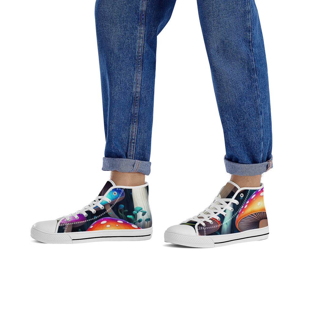 Zapatillas altas de lona con estampado de setas Orange Caps