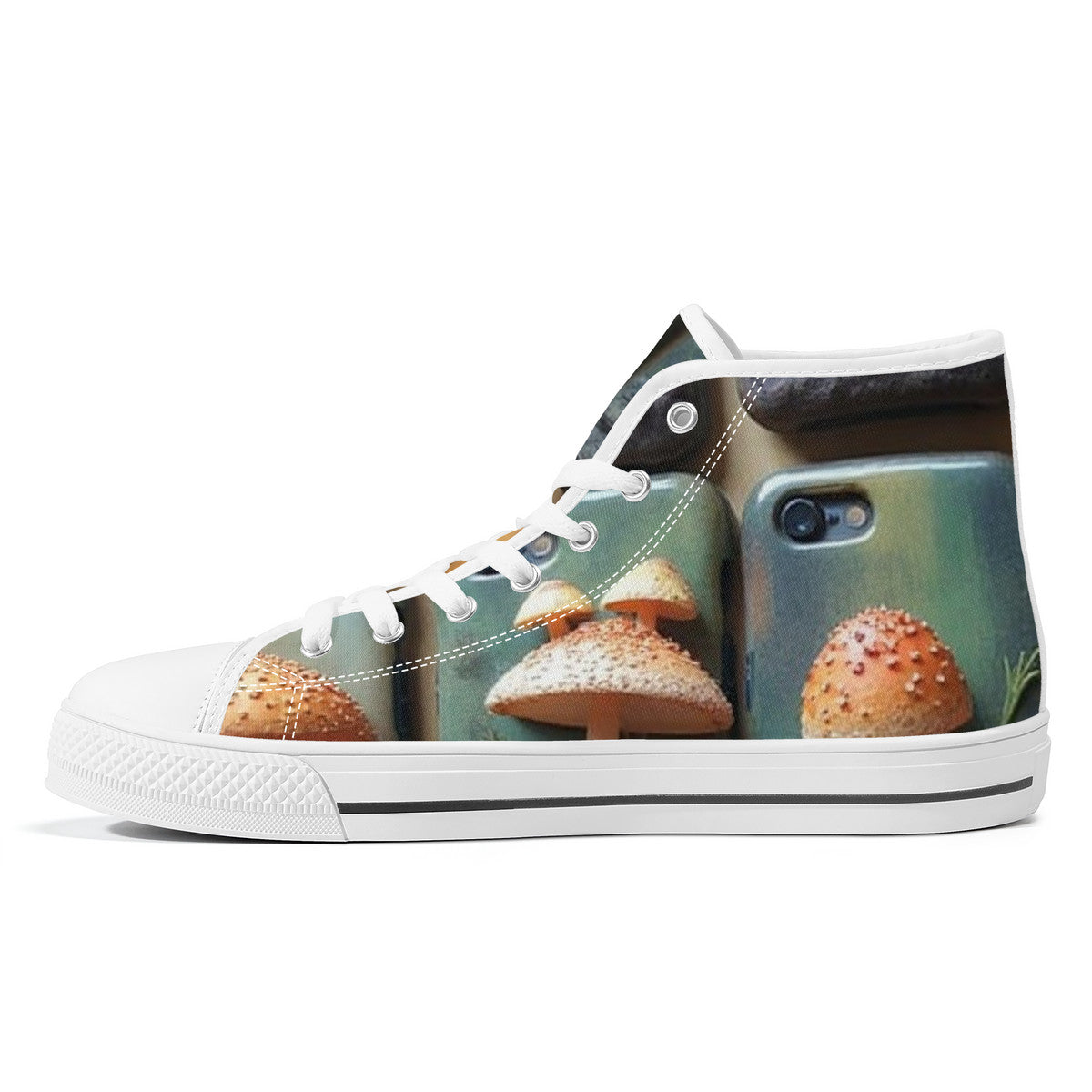 Picture Perfect Orange with Yellow Spots Mushroom Custom Print High-Tops Canvas Shoes