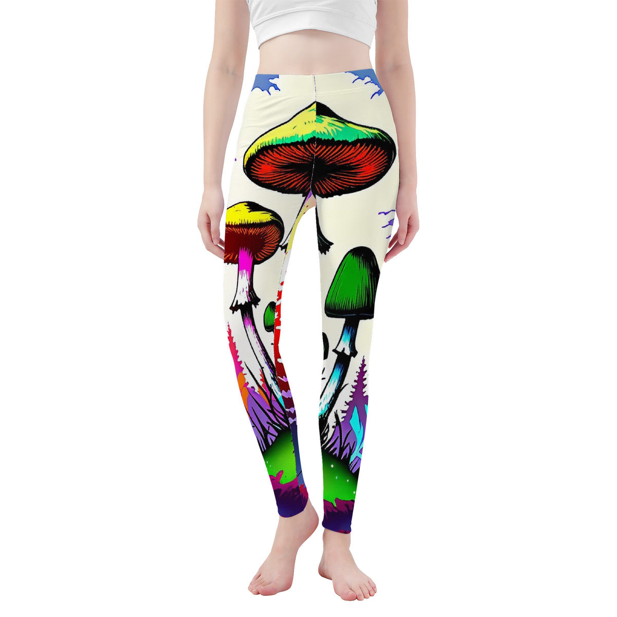 Custom Mushroom Print All-Over Print Yoga Leggings