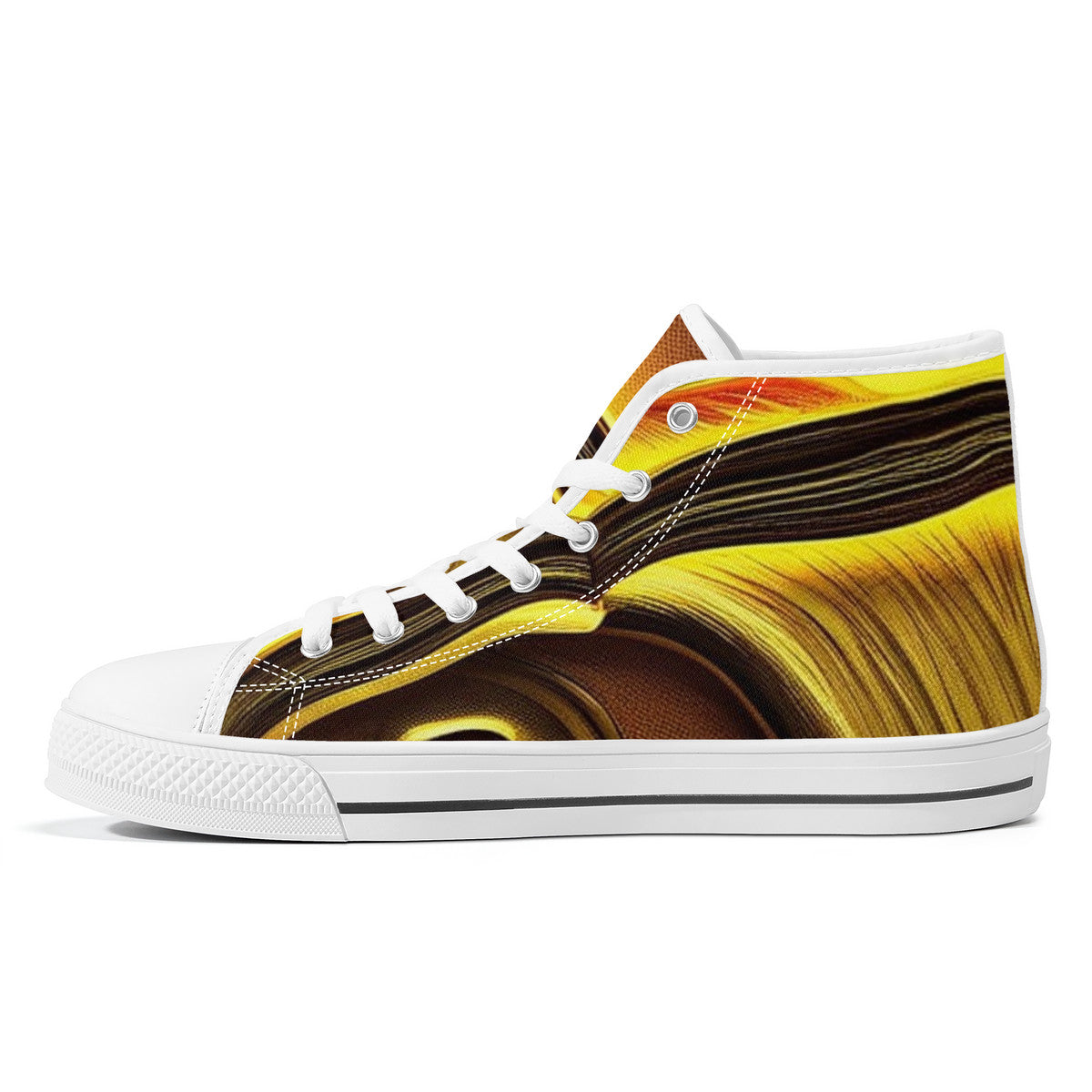 High-Top Golden Mushroom Custom Print Canvas Shoes  Shroomed Out Edition