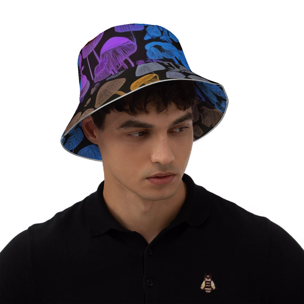 Rainbow Custom Mushroom Print Reflective Bucket Hat