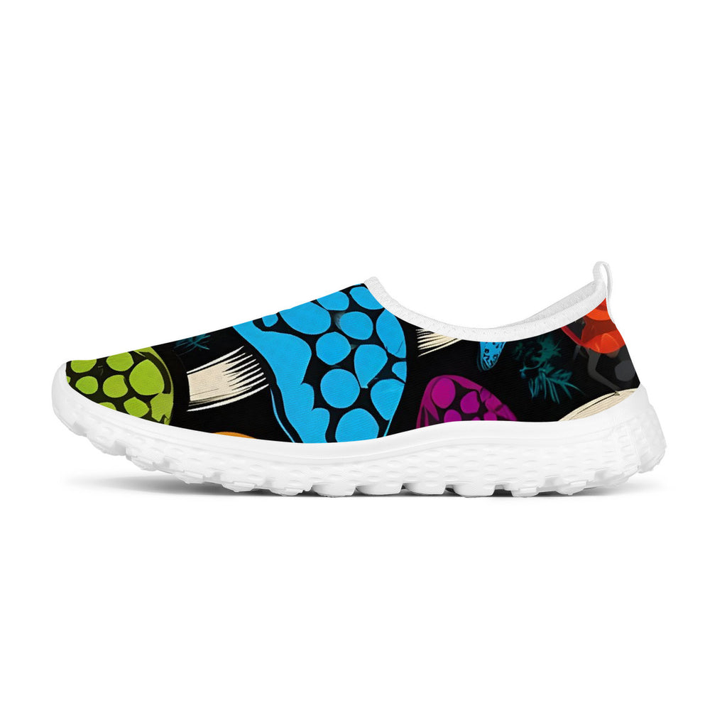 Zapatillas de correr de malla para mujer con estampado de setas personalizadas