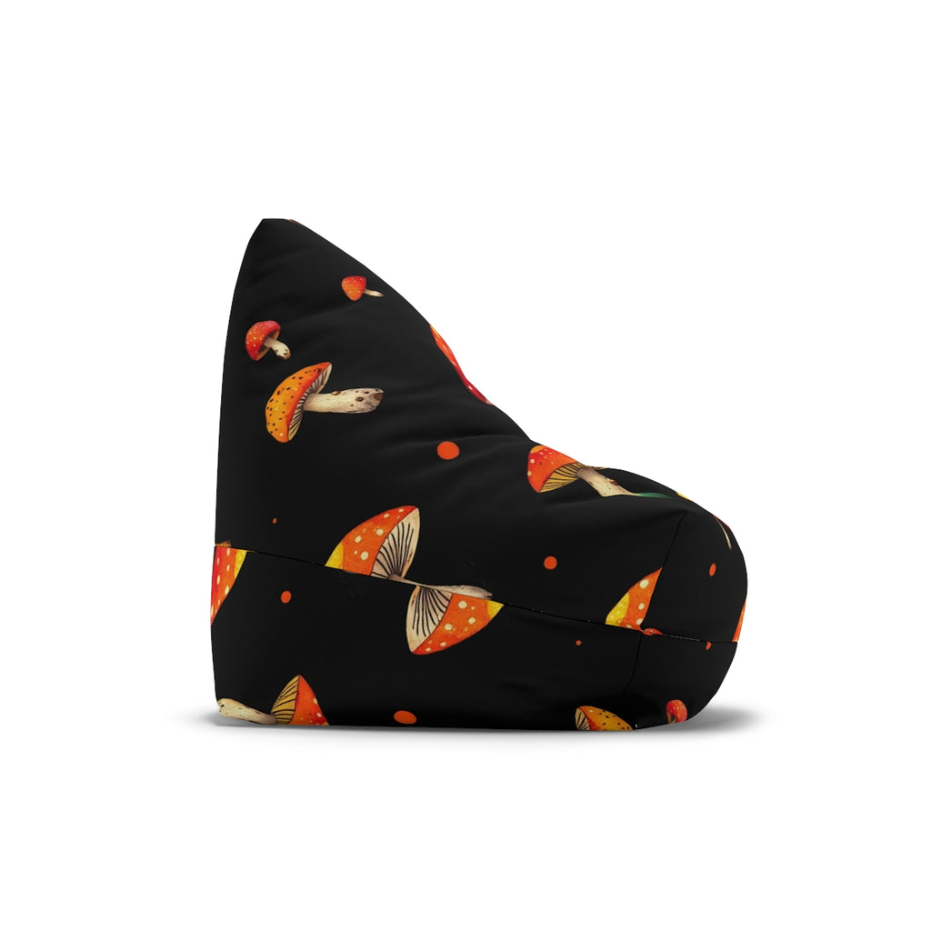Psychedelic Red Toadstool Bean Bag Cover – Mushroom Print on Black
