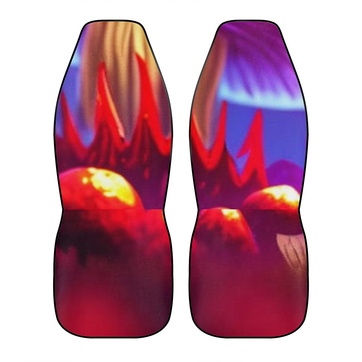 Full Set Custom Purple, Red, Yellow Mushroom Print Car Seat Cover Set