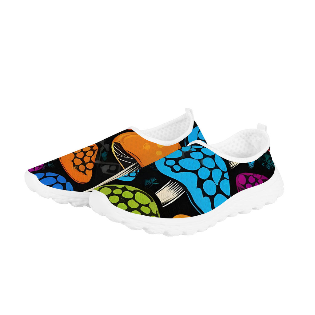 Zapatillas de correr de malla para mujer con estampado de setas personalizadas