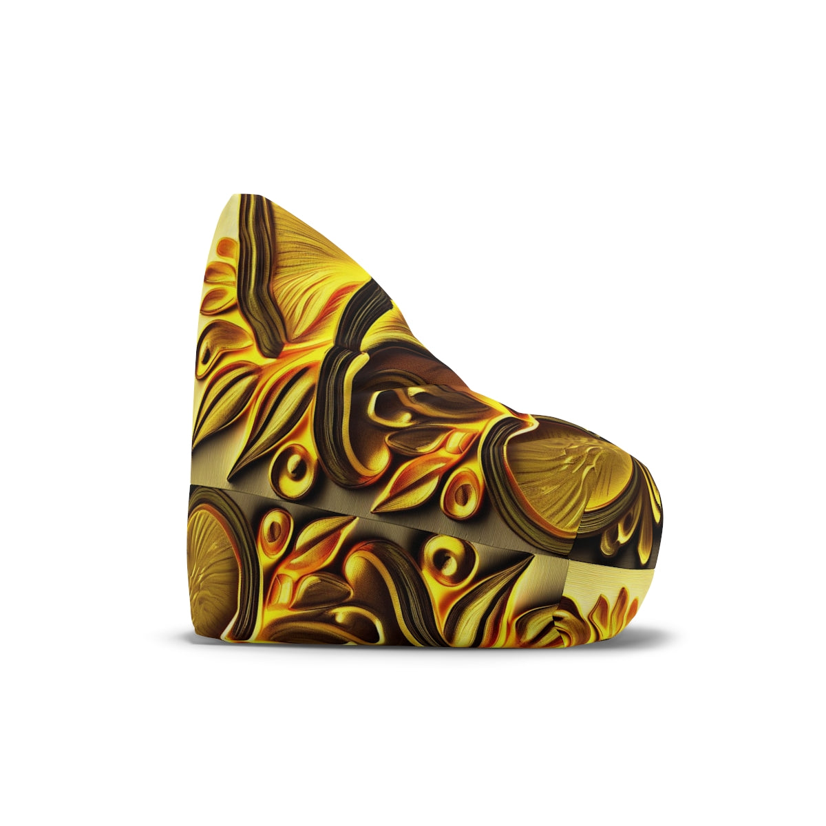Luxe Gold Baroque Mushroom Bean Bag Cover – Elegant Fungi Print Home Decor