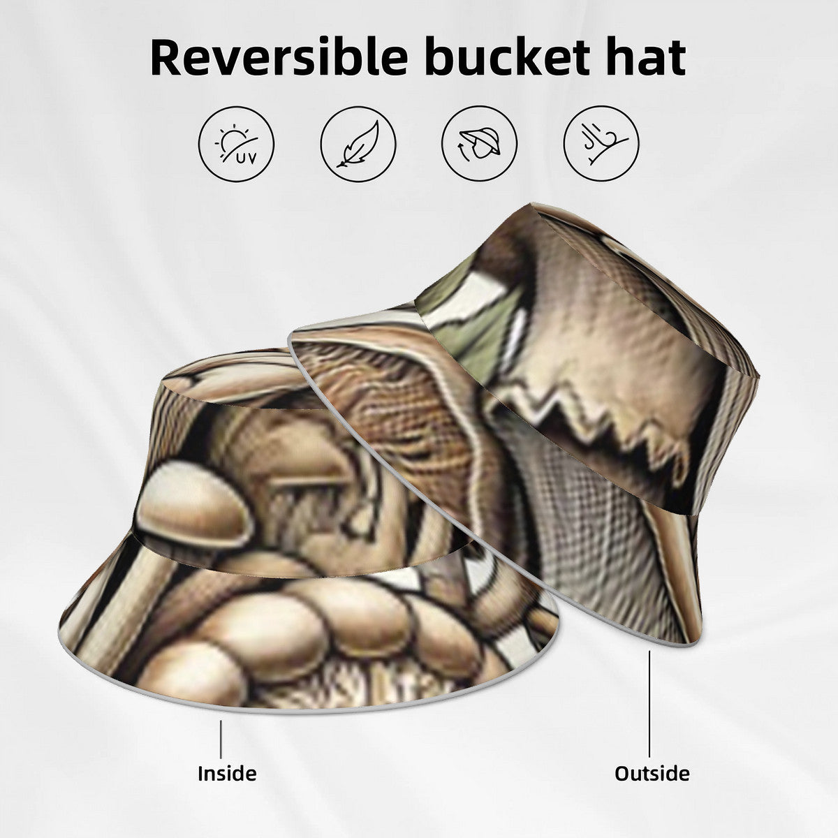 Custom Hand Drawn Mushroom Print Reflective Bucket Hat