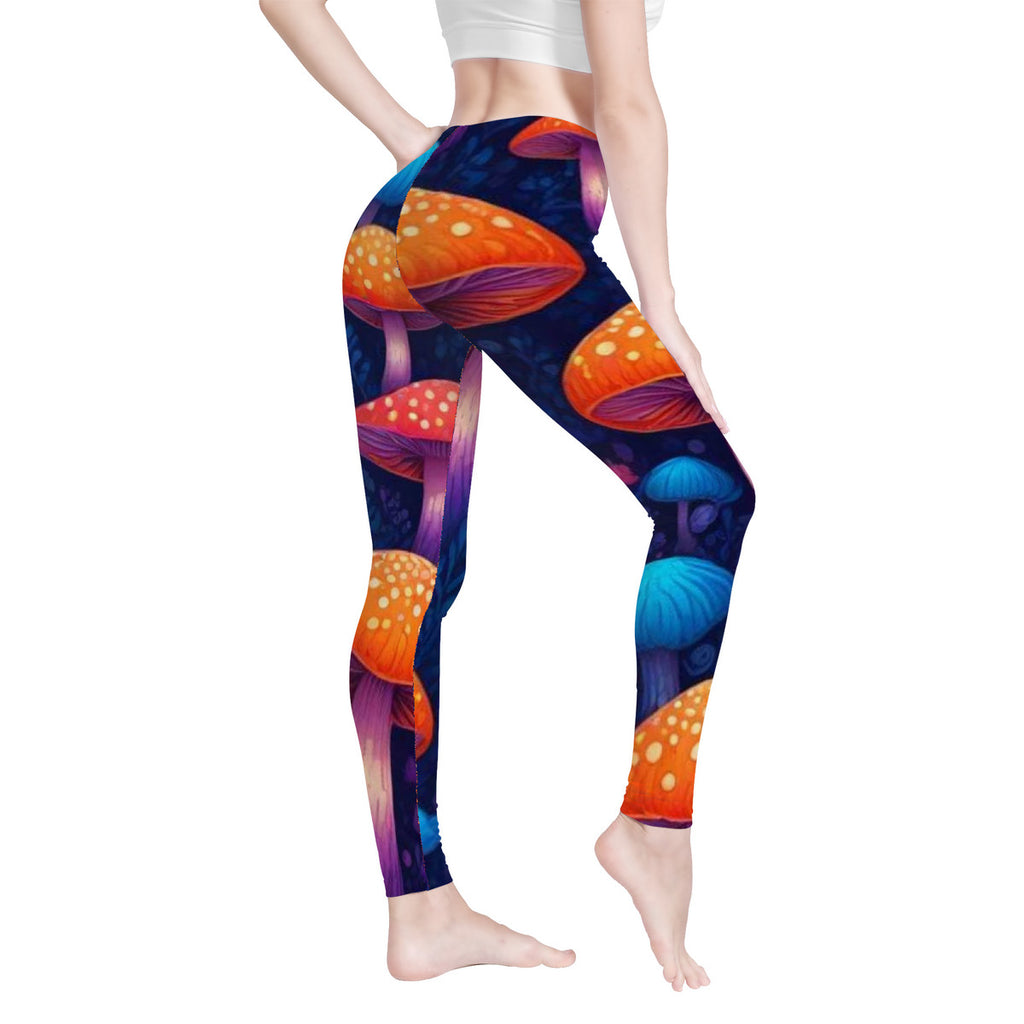 Leggings de yoga con estampado integral de diseño de hongos personalizado