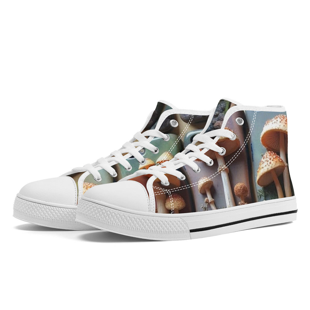 Picture Perfect Orange with Yellow Spots Mushroom Custom Print High-Tops Canvas Shoes