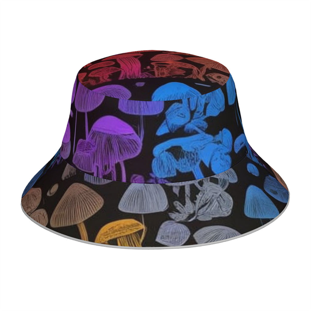 Rainbow Custom Mushroom Print Reflective Bucket Hat