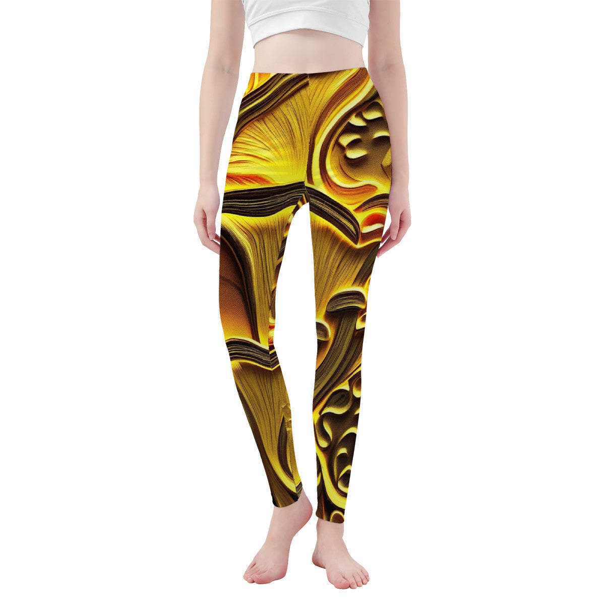 Custom Mushroom Design All-Over Print Yoga Leggings