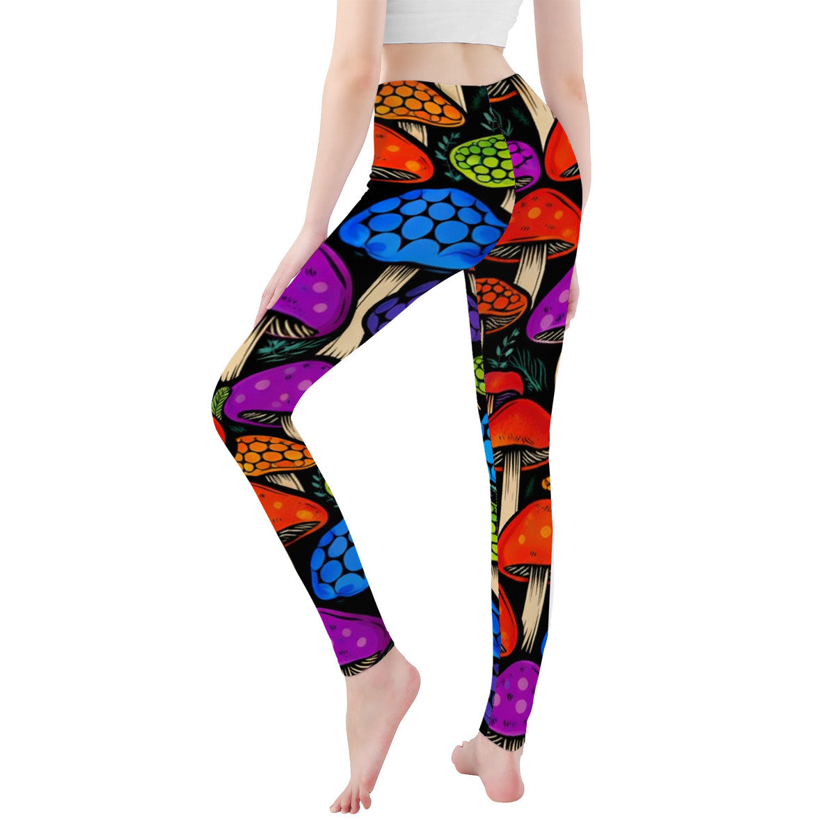 Bright Custom Mushroom Design All-Over Print Yoga Leggings