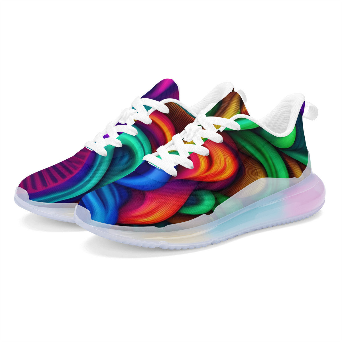 Custom Mushroom Print Women's Rainbow Atmospheric Cushion Running Shoes