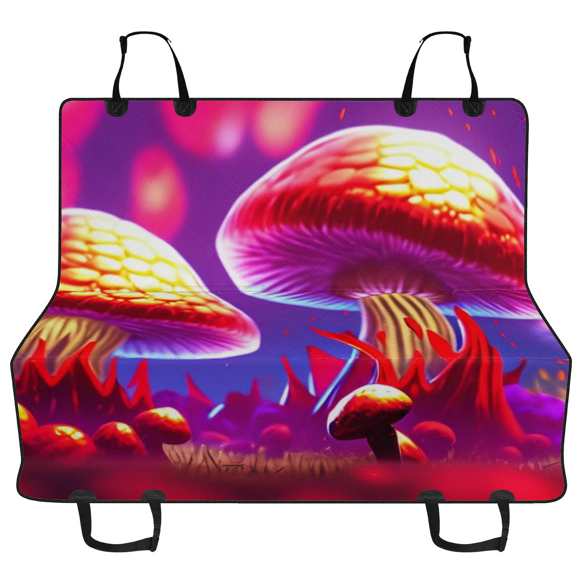 Custom Mushroom Print for Back Car Seat Pet Seat Covers Purple, Red, Yellow