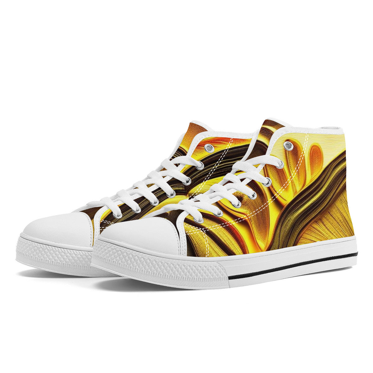 High-Top Golden Mushroom Custom Print Canvas Shoes  Shroomed Out Edition